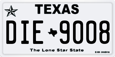 TX license plate DIE9008