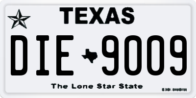 TX license plate DIE9009