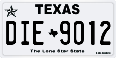 TX license plate DIE9012