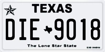 TX license plate DIE9018