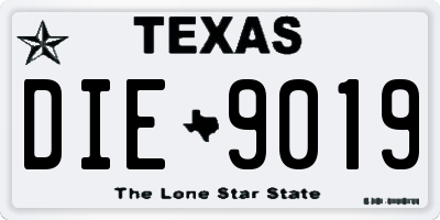 TX license plate DIE9019