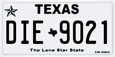 TX license plate DIE9021