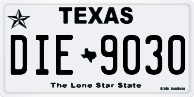TX license plate DIE9030