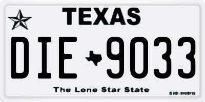 TX license plate DIE9033