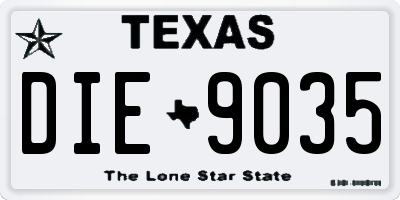 TX license plate DIE9035