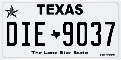TX license plate DIE9037