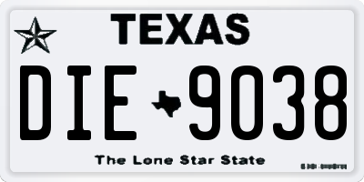 TX license plate DIE9038