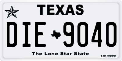 TX license plate DIE9040