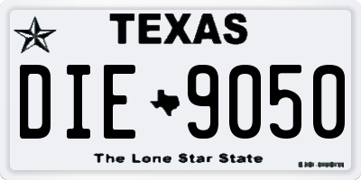 TX license plate DIE9050