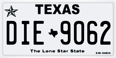 TX license plate DIE9062