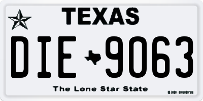 TX license plate DIE9063