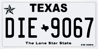 TX license plate DIE9067