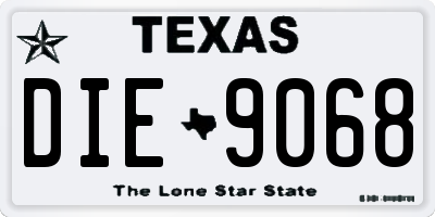 TX license plate DIE9068