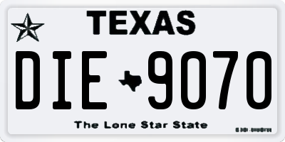 TX license plate DIE9070