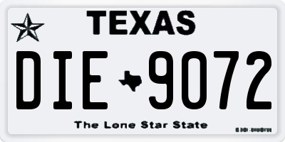 TX license plate DIE9072