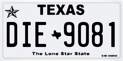 TX license plate DIE9081