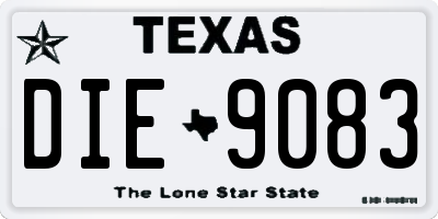 TX license plate DIE9083