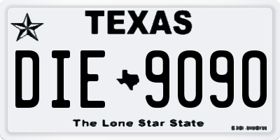 TX license plate DIE9090