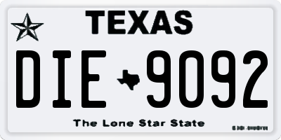 TX license plate DIE9092
