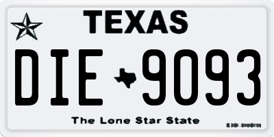 TX license plate DIE9093
