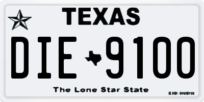 TX license plate DIE9100