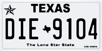 TX license plate DIE9104