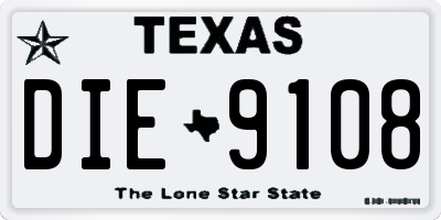 TX license plate DIE9108