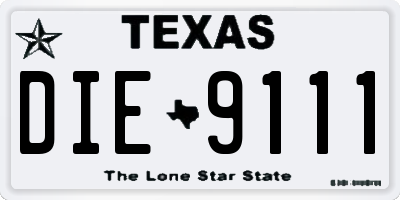 TX license plate DIE9111