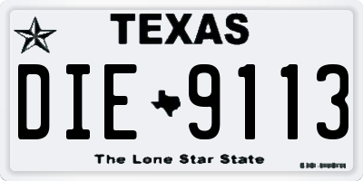 TX license plate DIE9113
