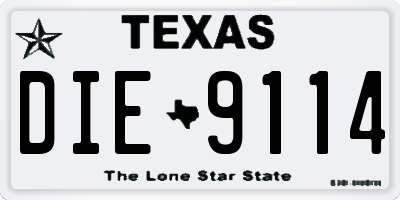 TX license plate DIE9114