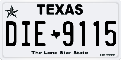 TX license plate DIE9115