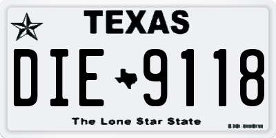 TX license plate DIE9118