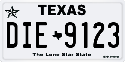 TX license plate DIE9123