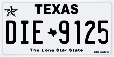 TX license plate DIE9125