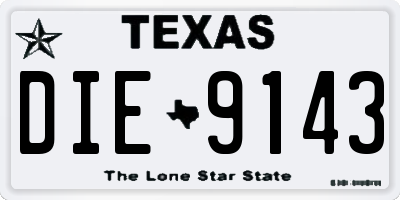 TX license plate DIE9143
