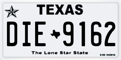 TX license plate DIE9162