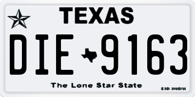 TX license plate DIE9163