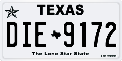 TX license plate DIE9172