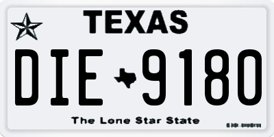 TX license plate DIE9180