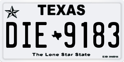 TX license plate DIE9183