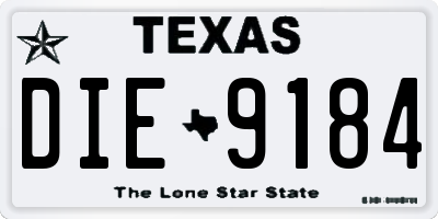 TX license plate DIE9184