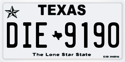TX license plate DIE9190