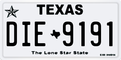 TX license plate DIE9191
