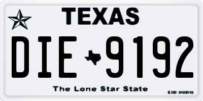TX license plate DIE9192