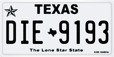 TX license plate DIE9193