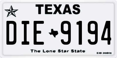 TX license plate DIE9194