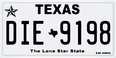 TX license plate DIE9198