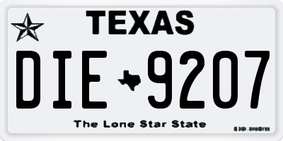 TX license plate DIE9207
