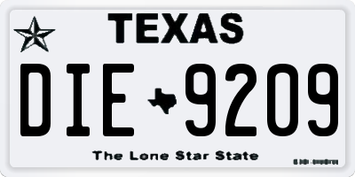 TX license plate DIE9209