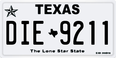 TX license plate DIE9211